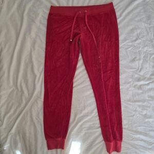 Vintage Y2K Juicy Couture Cherry Red Velour Jogger Track Pants 🍒